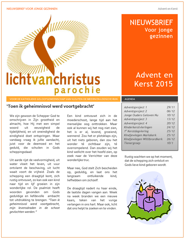 Nieuwsbrief Advent en Kerst 2015